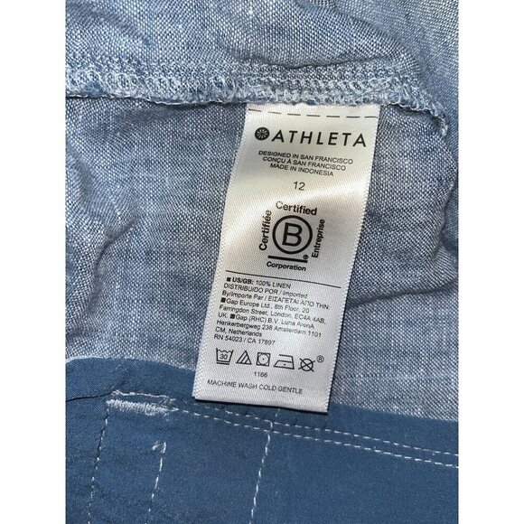 Athleta Cabo Linen Jogger Pants Size 12 Light Blue Elastic Waist & Drawstring WO - Picture 9 of 9